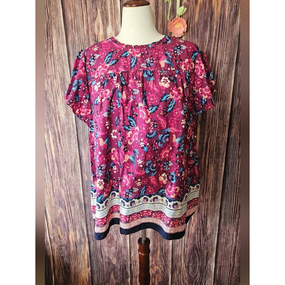 Lane Bryant Mixed Print Ruffle Top Plus Size 20W